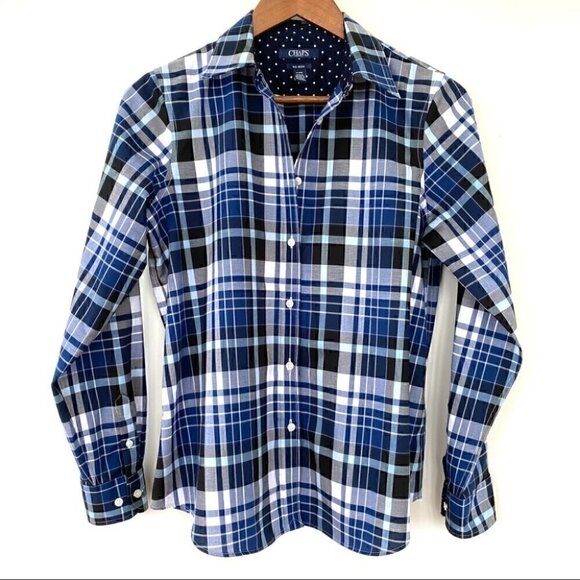 Chaps button down shirt with long sleeves, 💯 cotton non-iron, petite  size - Picture 1 of 9